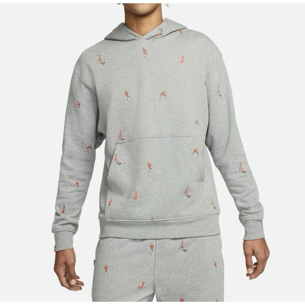 Nike Men's Jordan Essentials Fleece Pullover Hoodie Medium Light Gray‎